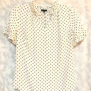 Talbots Black and White Polka dot top, Size Small petite